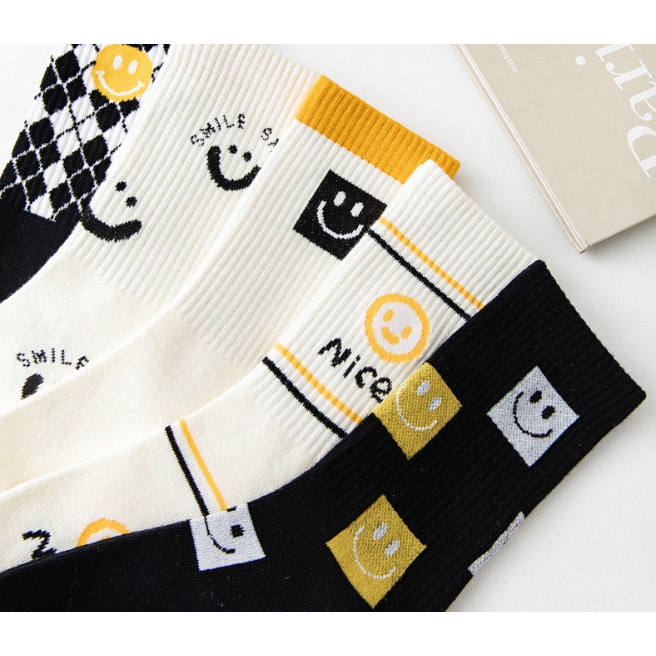 Tất Vớ thể thao cao cổ Mặt Cười, Chữ NICE phong cách trẻ trung, năng động.