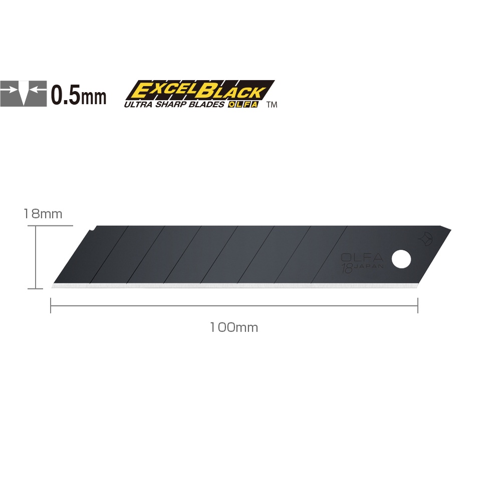 Lưỡi dao rọc giấy OLFA - 18mm Excel Black - siêu sắc bén - độc quyền OLFA Japan