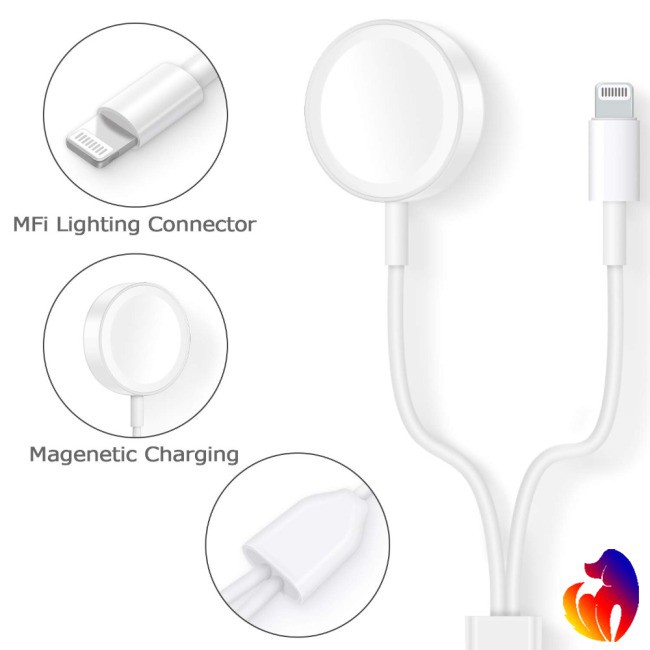 Blackhole 2 in 1 Wireless Charger for Apple Watch Series 4 USB Magnetic Charging Cable 3.3 feet/1meter for iPhone X Max