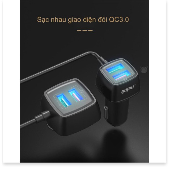 Bộ Sạc USB đa năng trên ô tô để trước và sau có đèn led báo hiệu thế hệ mới 2020