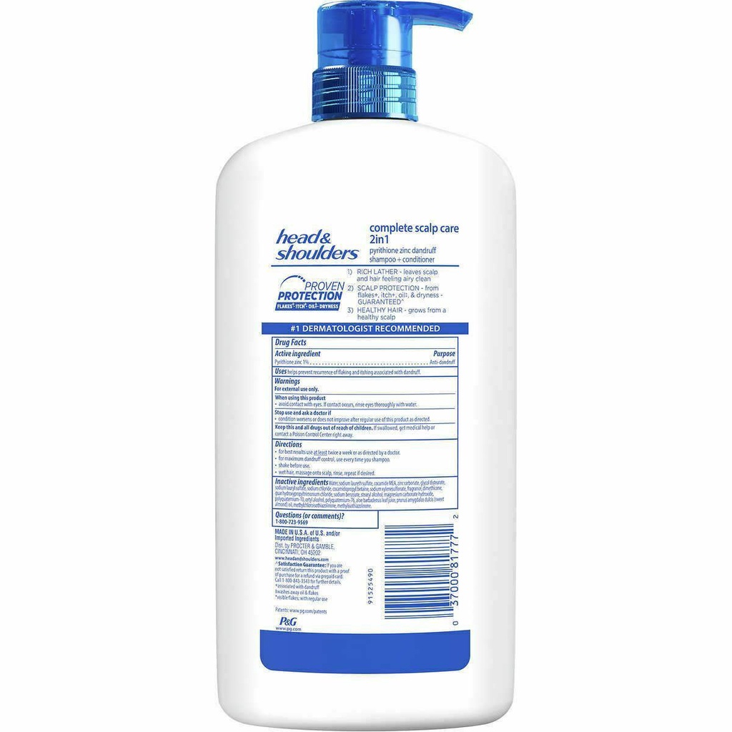 Dầu Gội- Xả 2 trong 1 Head &amp; Shoulders Complete Scalp Care with Almond Oil &amp; Aloe Vera - Chai LỚN 1.18 Lít (HÀNG CÓ SẴN)