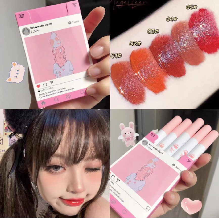 [Hàng mới về] Set 5 Thỏi Son Kem Muge Leen Tông Lì Dưỡng Ẩm Lâu Trôi