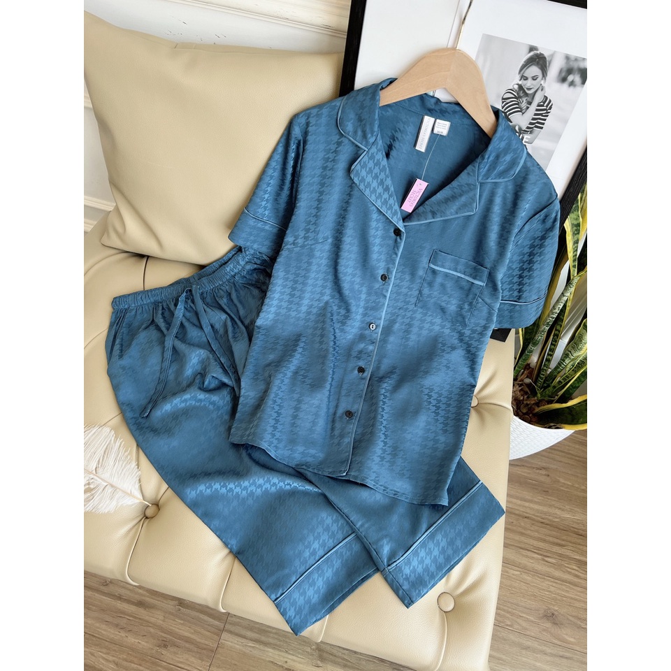 Bộ đồ nữ. Bộ mặc nhà. Bộ Pyjama quần lửng chất liệu  lụa tơ cao cấp BH38