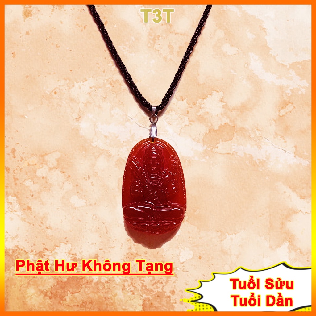 Vòng cổ phật bản mệnh đá phong thuỷ màu đỏ, Phật hư không tạng bồ tát hợp nam nữ tuổi sửu và tuổi dần - T3T