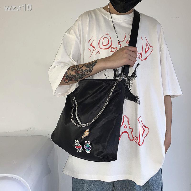 Túi xách của nam giới dung tích lớn đơn giản màu tinh khiết dị sinh viên Nhật Bản nữ thời trang thương hiệu ba lô
