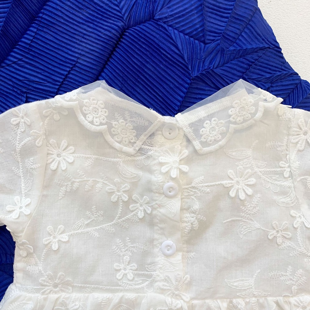 Set Đầm Ren Hoa Và Nón Cho Bé Gái