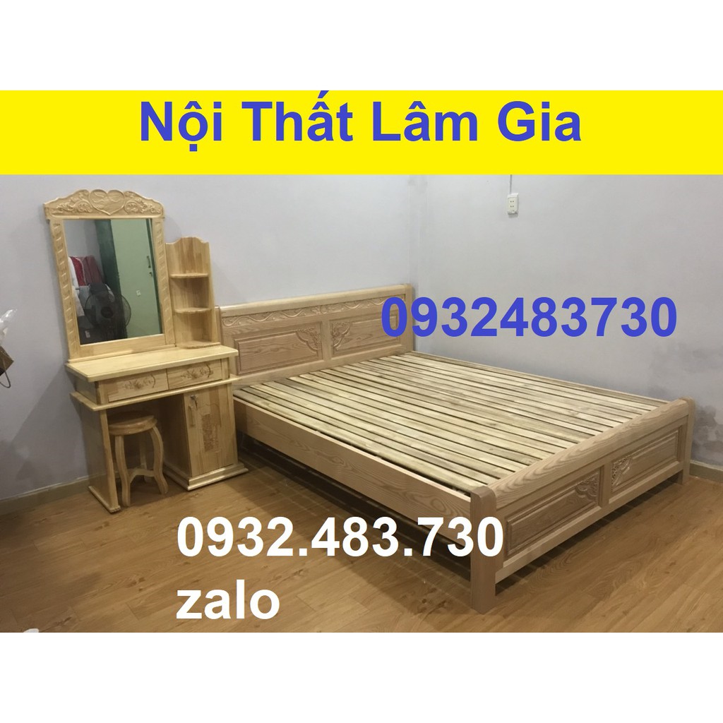 Giường ngủ gỗ sồi nga 1m6x2m (freeship)