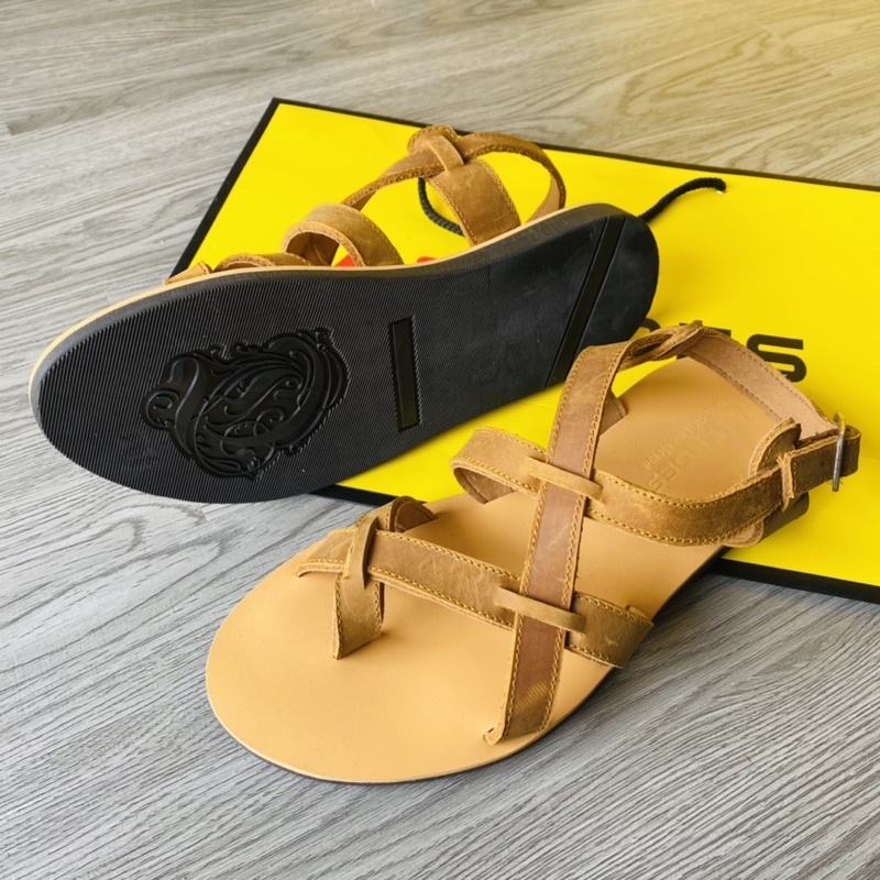 Dép Sandal Unisex Cao Cấp Da Bò Thật Sandal Xỏ Ngón Nam Nữ Trẻ Trung Đế Caosu Chống Nước Atshoes XDSGNAU22
