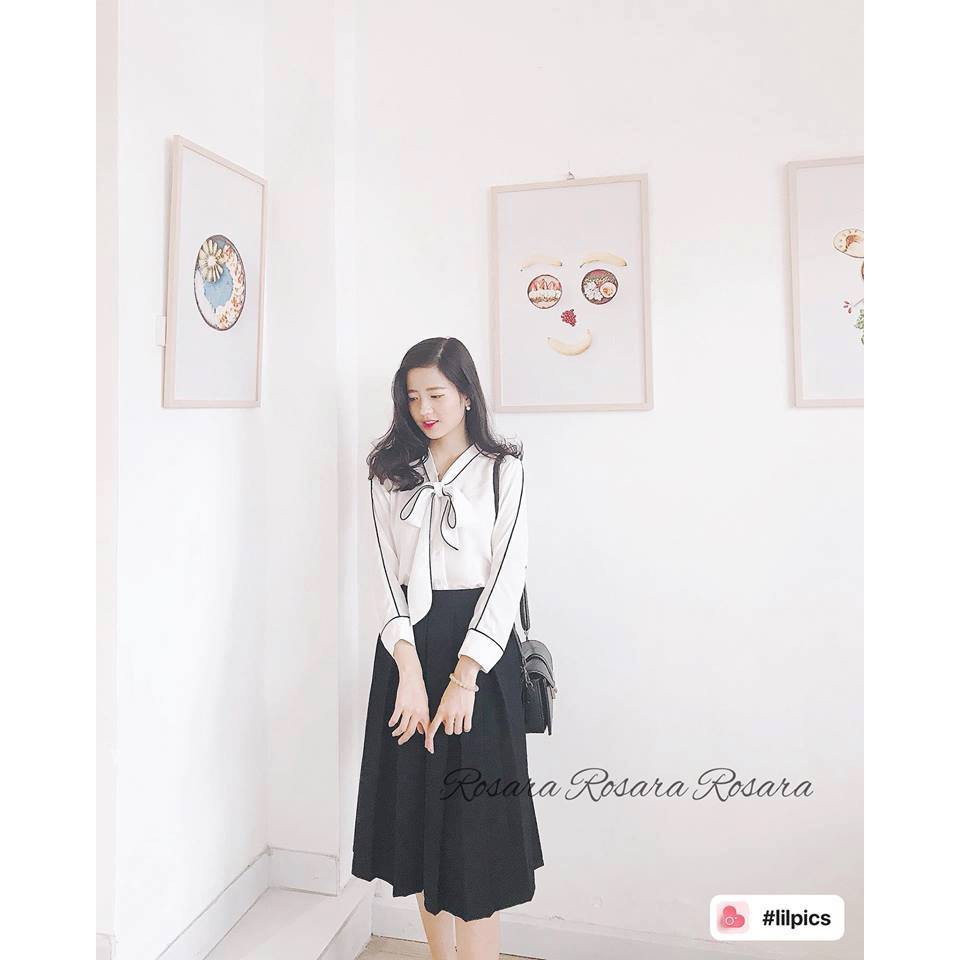 Chân váy midi dài xếp ly nữ công sở ROSARA GG03 | BigBuy360 - bigbuy360.vn