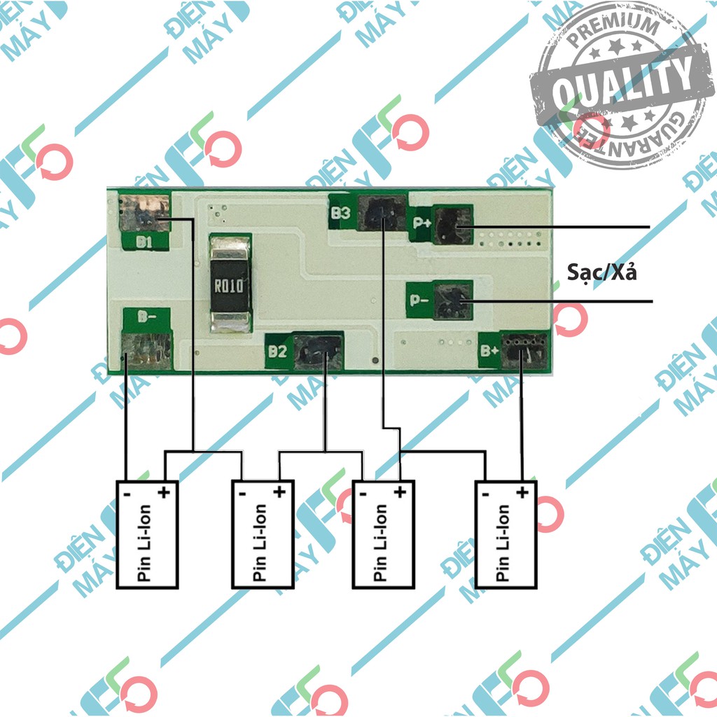 DMF5 Mạch sạc và bảo vệ pin 4S 14.4V 8A, dùng ghép với các mạch pin zin 14.4V