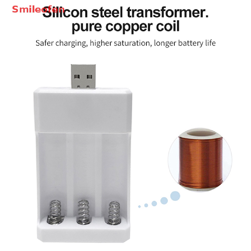 [Smileofen] Hộp Sạc Nhanh 3 Ngăn AAA / AA USB