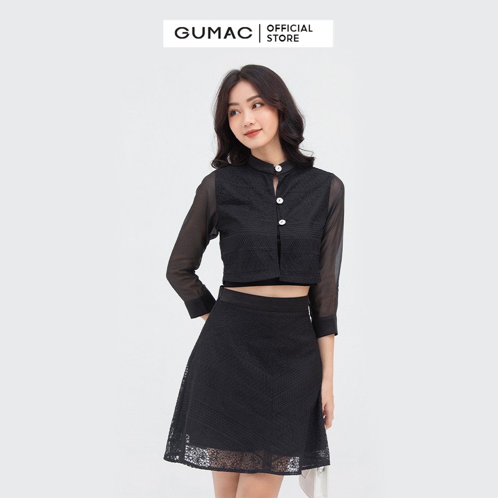 Chân váy nữ dáng xòe GUMAC ren phối tơ quyến rũ VB884 | BigBuy360 - bigbuy360.vn