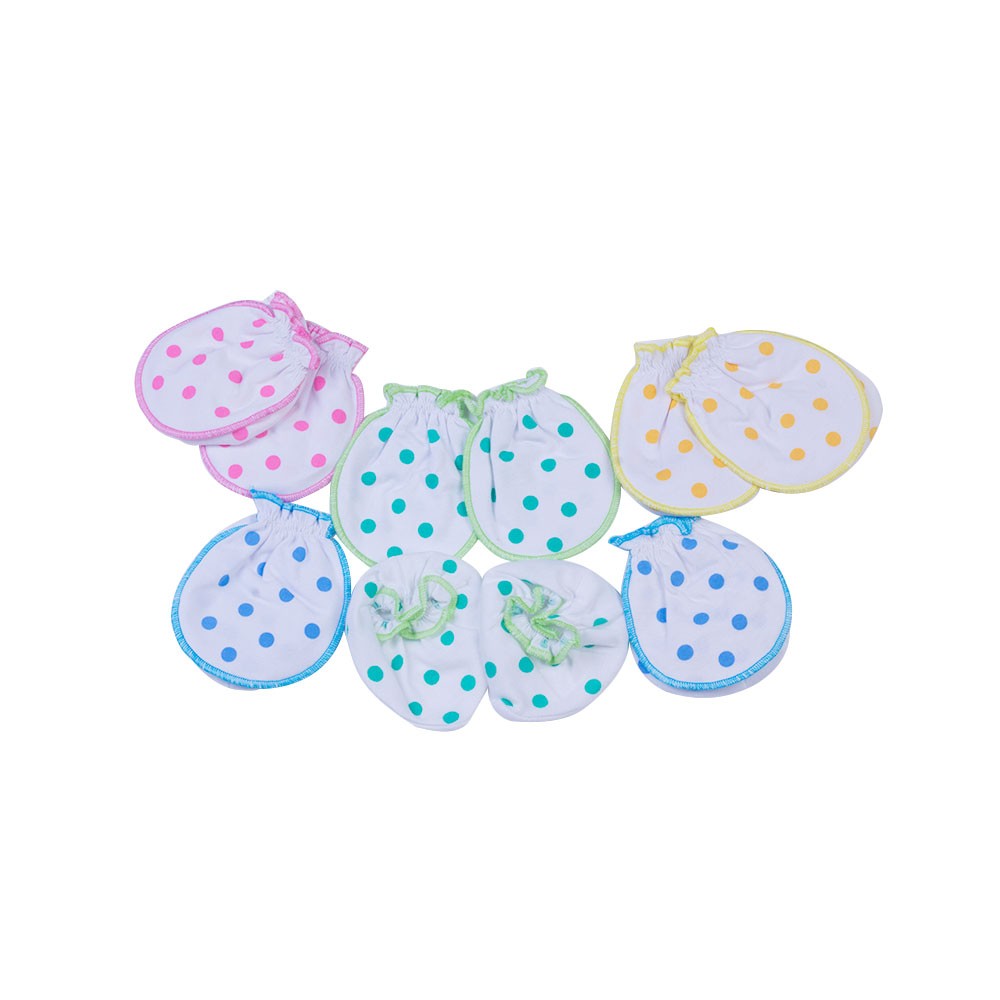 Combo 5 đôi bao tay chân cotton chấm bi Nanio (A0091)