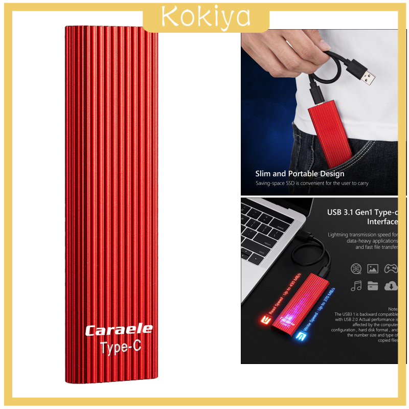 [KOKIYA]500GB SSD External Solid State Drive Storage Up to 430 MB/s USB 3.1 Gen-1 USB-C Compatible Type C Size: 10.7x3.2cm/ 4.2x1.26 inch