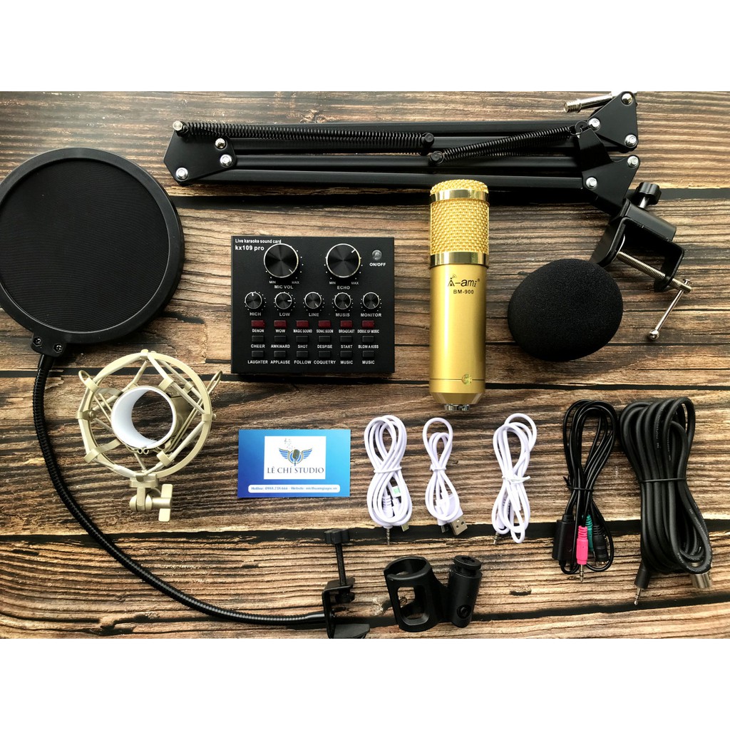 Combo Mic Ami BM900 Kèm Soundcard Kx109 Pro