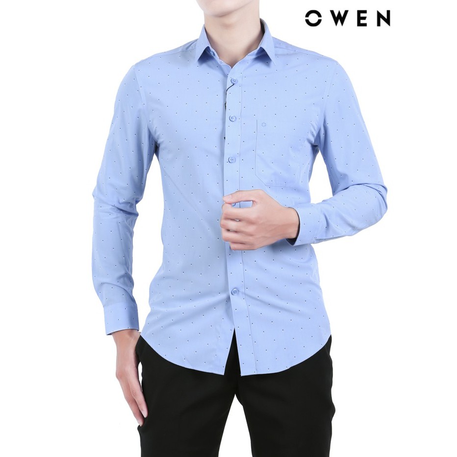 Áo sơ mi dài tay Owen Bamboo Regularfit có túi màu xanh - AR20721DT