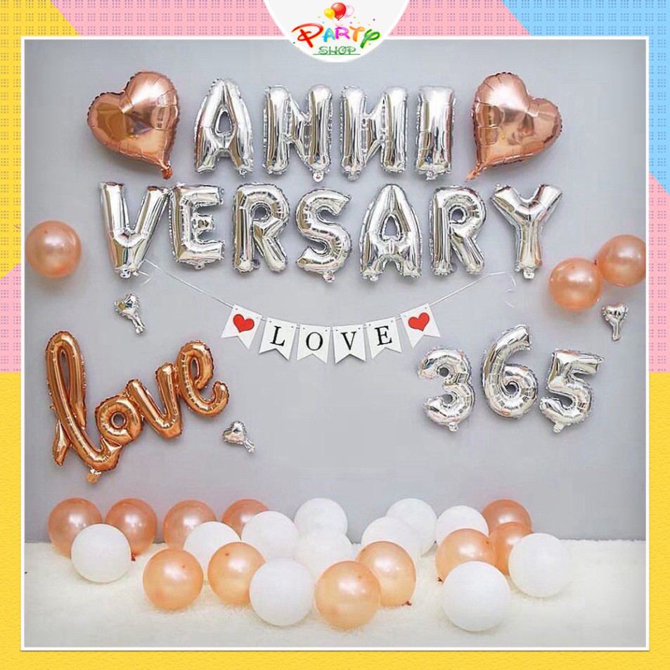 Set bóng Happy Anniversary trang trí ngày kỷ niệm