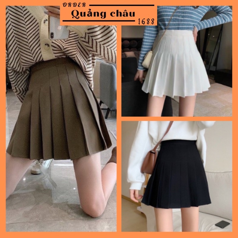 Chân váy xếp ly màu nâu hot trend- Chân váy tennis mặc mùa đông