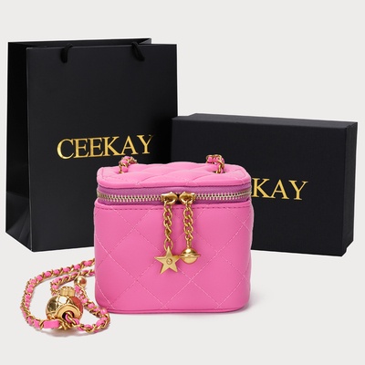 🌸Hàng Order🌸 Túi Xách Nữ CEEKAY Da Trơn Kiểu Hộp Chữ Nhật Quai Da Phối Xích Quả Lắc Sang Chảnh Nữ Tính 🌸Hàng Quảng Châu