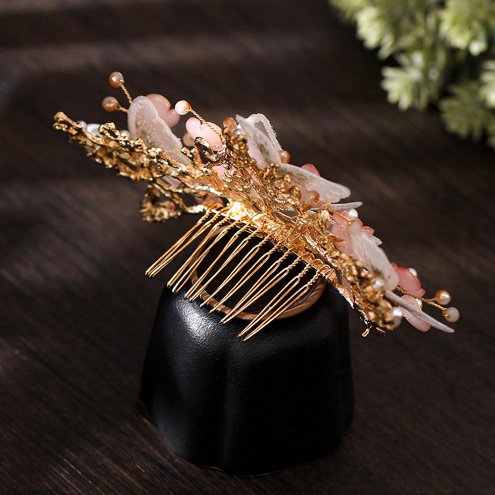 Trâm Cài Tóc Hình Bướm Phối Tua Rua Sang Trọng Cho Cô Dâu