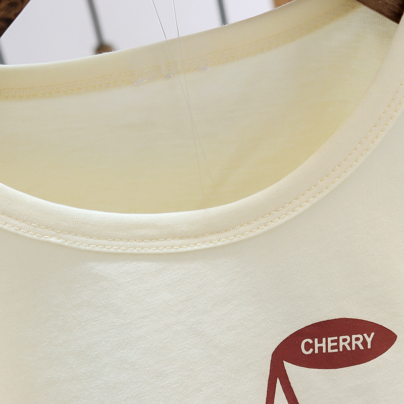 Áo Khoác Tay Ngắn Chất Cotton Hoạ Tiết Cherry Đáng Yêu Cho Bé