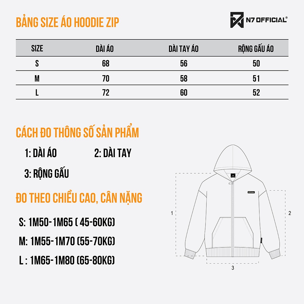 Áo khoác hoodie zip N7 Studio nỉ trơn basic nam nữ form rộng Local Brand 001