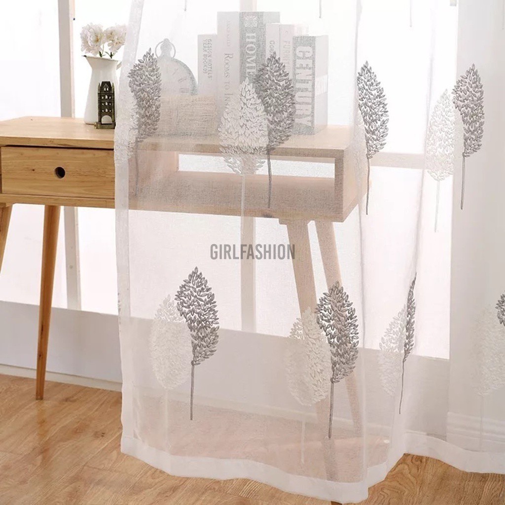 rèm cửa sổ Thêu Hình Cây 100x250cm / 150x250cm