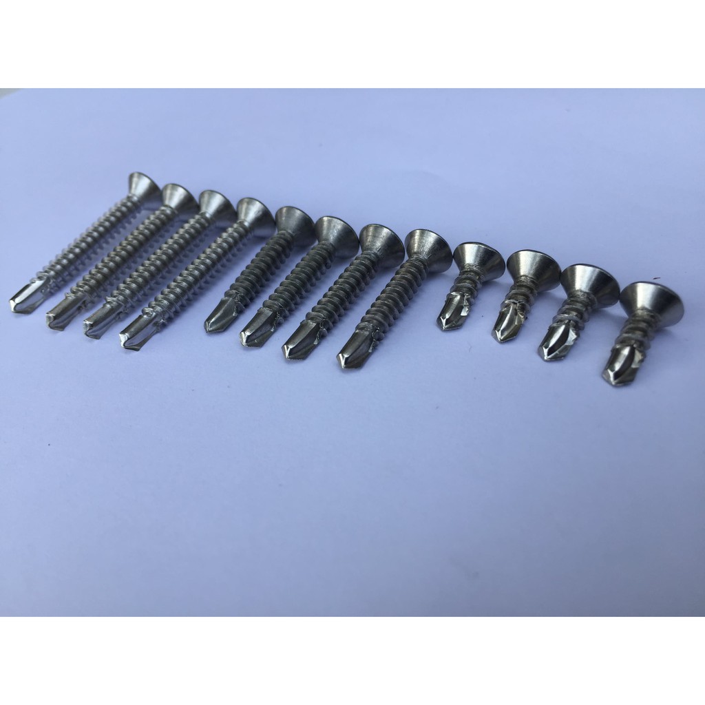 0,5 kg Vít inox 304 tự khoan đầu bằng phi 4 các độ dài