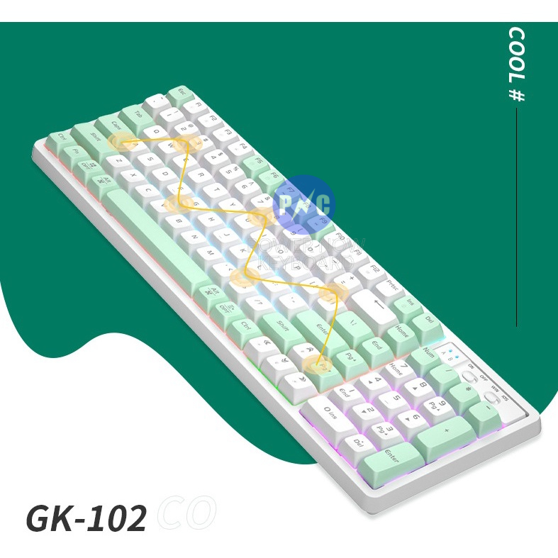 Bàn Phím Cơ HOTSWAP Langtu GK102 Custom Golden Switch, Light Gasket, Led Rainbow, Size 102 Phím.