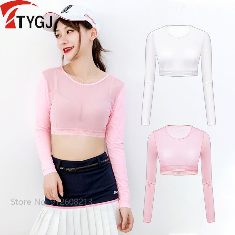 Áo Thun Croptop Tay Dài Cổ Tròn Dáng Ôm Khô Nhanh Chống Nắng Thời Trang Cho Nữ