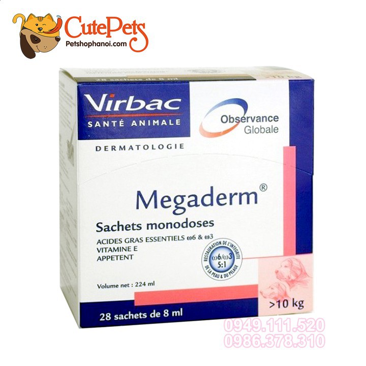 ❤️FREESHIP ❤️ Gel Dưỡng Lông Megaderm Virbac- CutePets Phụ kiện chó mèo
