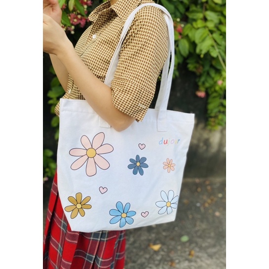 Túi tote canvas DUJOUR in hoạ tiết hoa