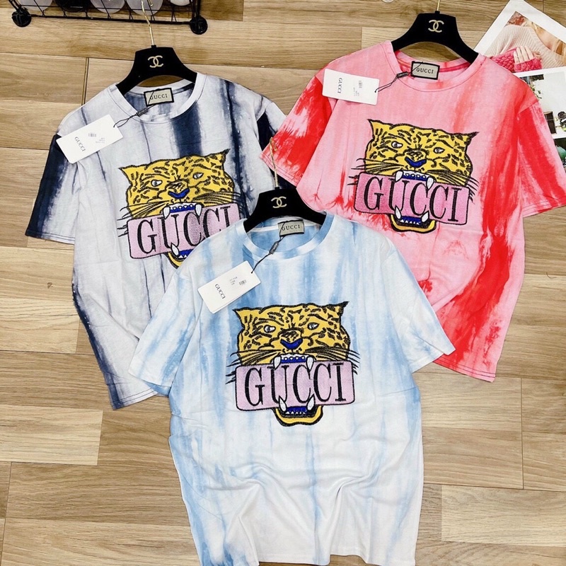 Áo phông loang in hổ Áo thun loang dáng thụng rộng Áo ngắn tay