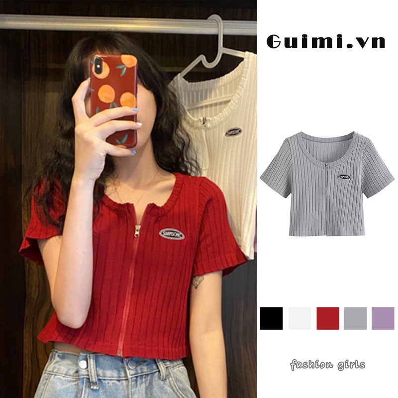 NZN Áo Thun Ngắn Tay Màu Trơn Phong Cách Hàn Quốc Cho Nữ