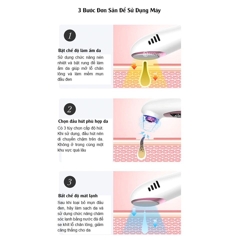 Máy hút mụn mini cầm tay cao cấp,may hut mun nóng lạnh,hút mịn cám,mụn đầu đen Lescolton