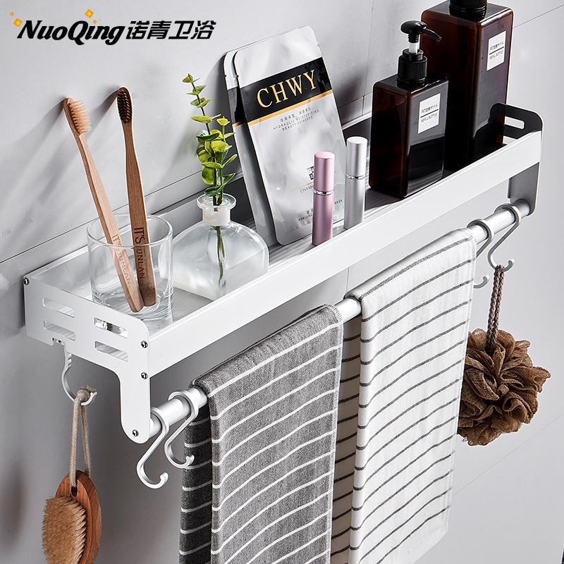 Kệ phòng tắm nhà vệ sinh không có lỗ treo tường màu đen bàn trang điểm khăn <