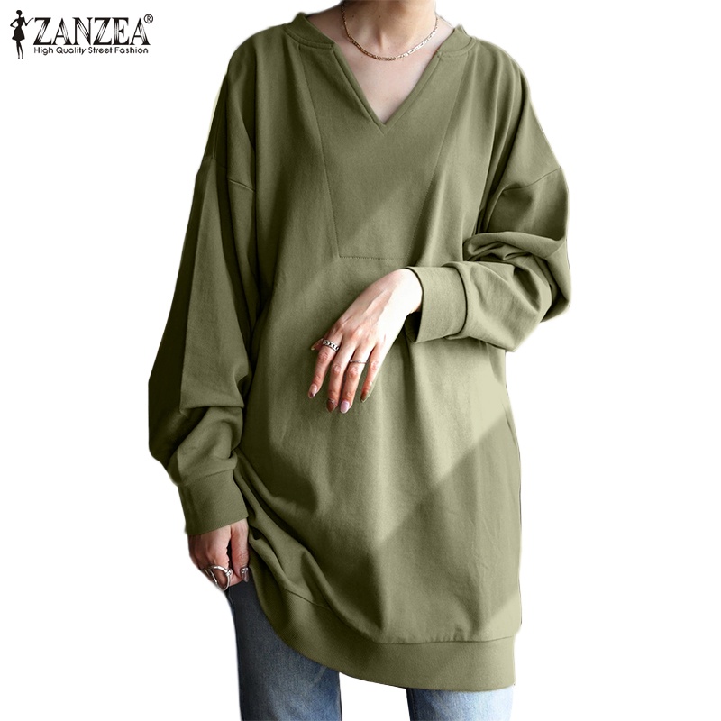 Áo kiểu Zanzea dành cho nữ thiết kế tay dài cổ chữ V thời trang thanh lịch