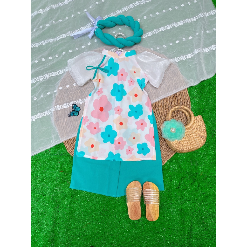 ÁO DÀI CÁCH TÂN BÉ GÁI 8-20KGS KÈM MẤN [HANDMADE]