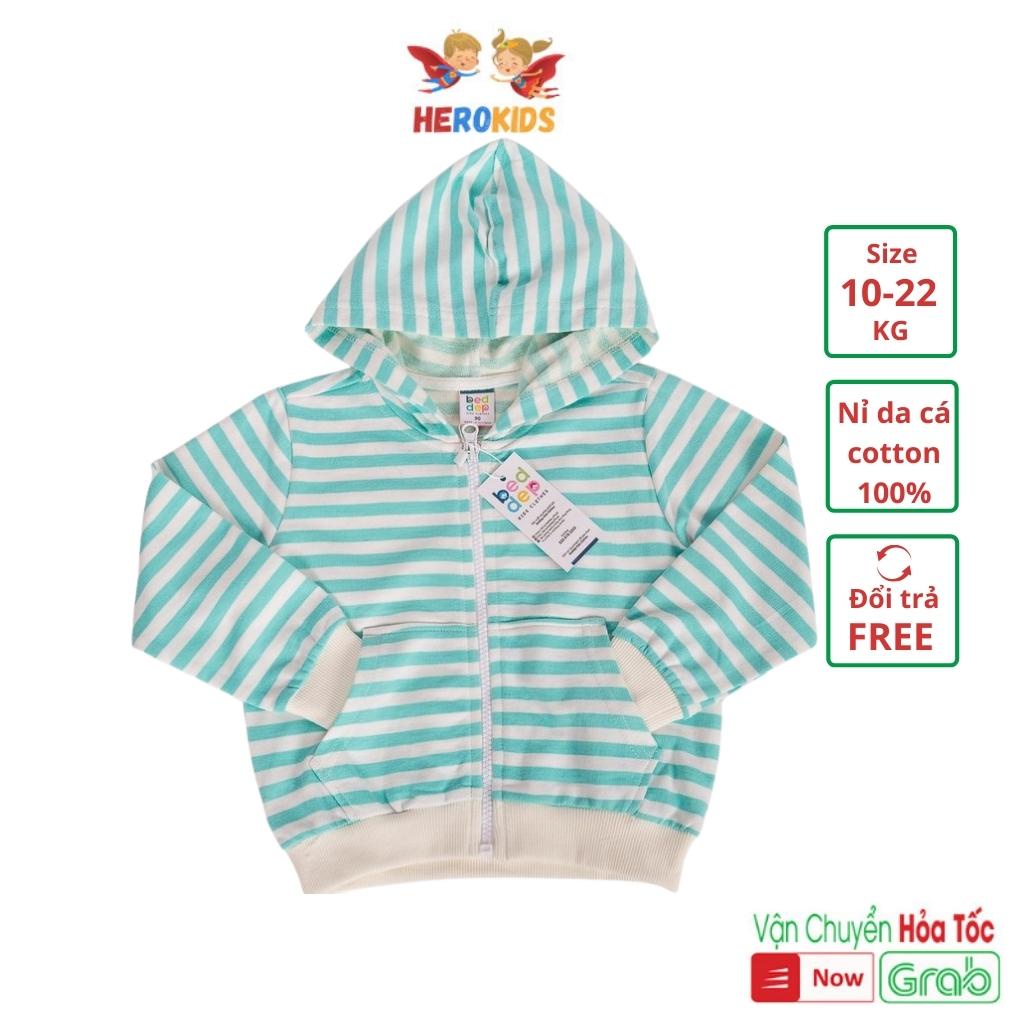 Áo Khoác Nỉ Unisex Hoạ Tiết Kẻ Ngang Thời Trang Cao Cấp Dành Cho Bé Trai Bé Gái Từ 1 Đến 8 Tuổi Herokids UA44