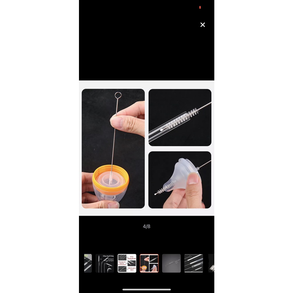 Cọ ống hút, que cọ ống hút, chổi cọ ống  hút 17cm Bunakids CB02