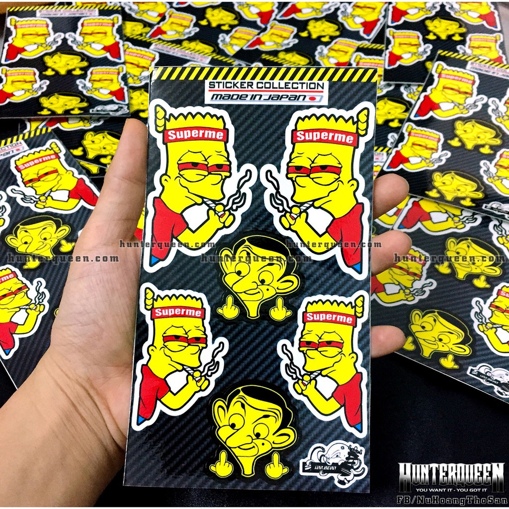 Bộ hình dán logo Simpson Superme - MrBean . Decal cao cấp chống nước, sắc nét, bền màu, dính chặt. Thiết kế theo yêu cầu