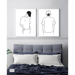 Bộ 2 tranh đơn giản nét vẽ chàng trai như hình. Size khác khách lh (Tặng kèm đinh 3 chân treo tranh)
