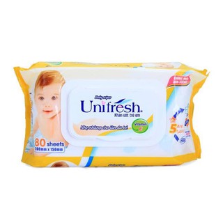 Khăn ướt Unifresh    Organic  vitamin E (80 Miếng)