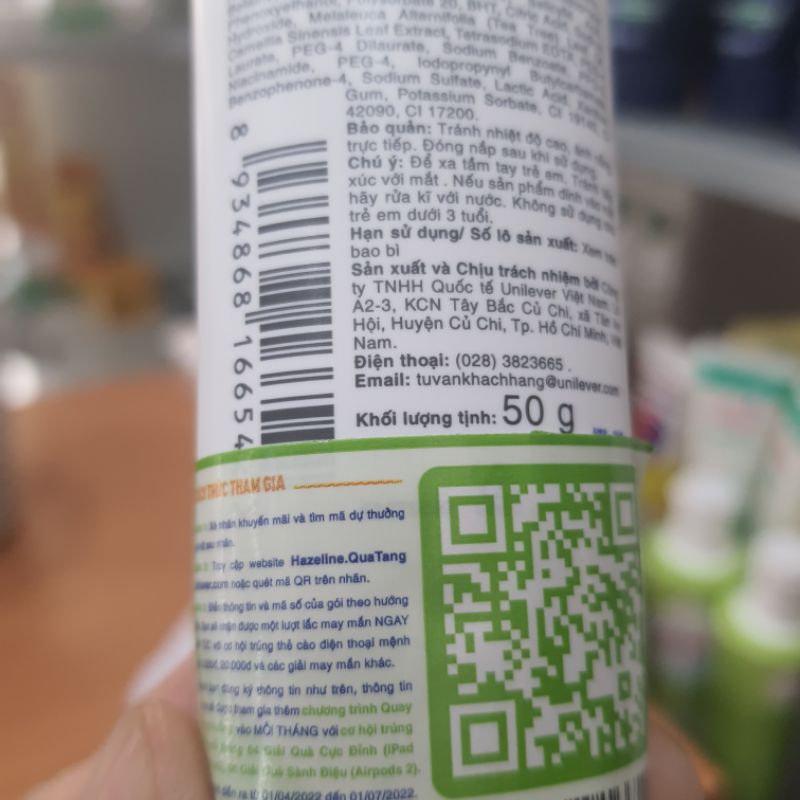 Sữa  Rửa Mặt Hazeline Matcha Tràm Trà Làm Sạch Diệu Nhẹ 50g