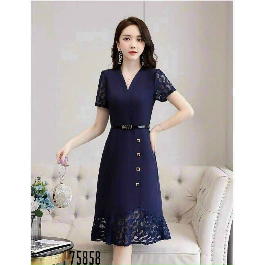 ĐẦM VOAN LỤA ÔM NỮ SIÊU XINH KÈM NỊT TÔN DÁNG CHO QUÝ CÔ