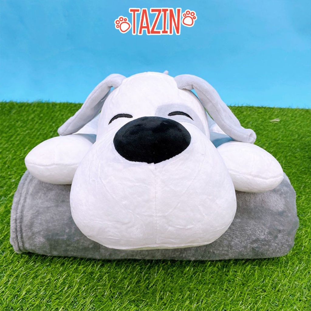 Bộ Gối Chăn Mền Hình Chó Dễ Thương, Gối bông Tazin Cao Cấp