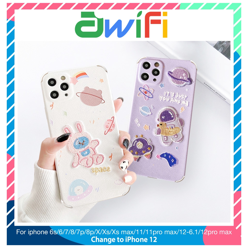 Ốp lưng iphone thêu thỏ vũ trụ 5/5s/6/6plus/6s/6splus/7/7plus/8/8plus/x/xr/xs/11/12/pro/max/plus/promax -Awifi Case X5-3