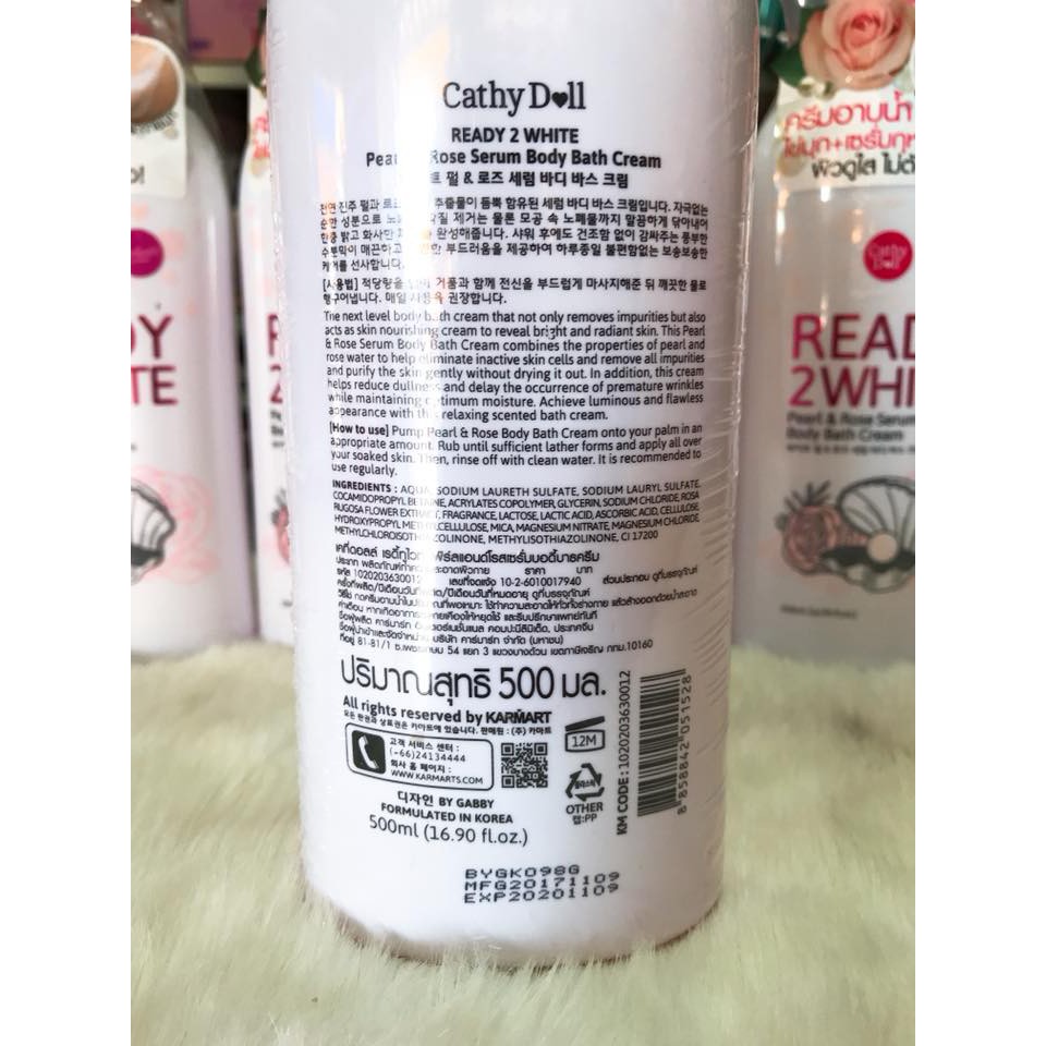 Sữa tắm Ready 2 White Pearl &amp; Rose Serum Body Bath Cream Cathy Doll