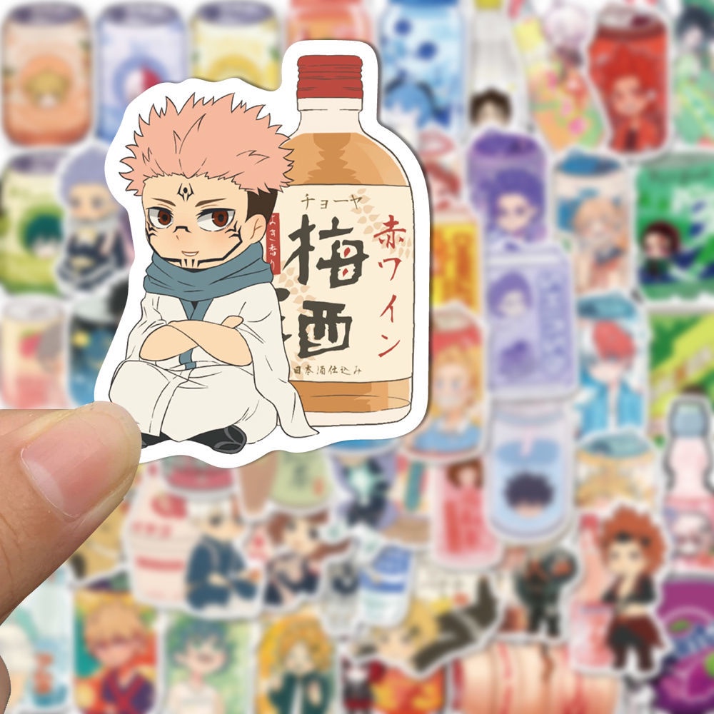 Bộ 50 Miếng Dán Trang Trí Bình Nước Họa Tiết Hoạt Hình Dễ Thương Chống Thấm Nước