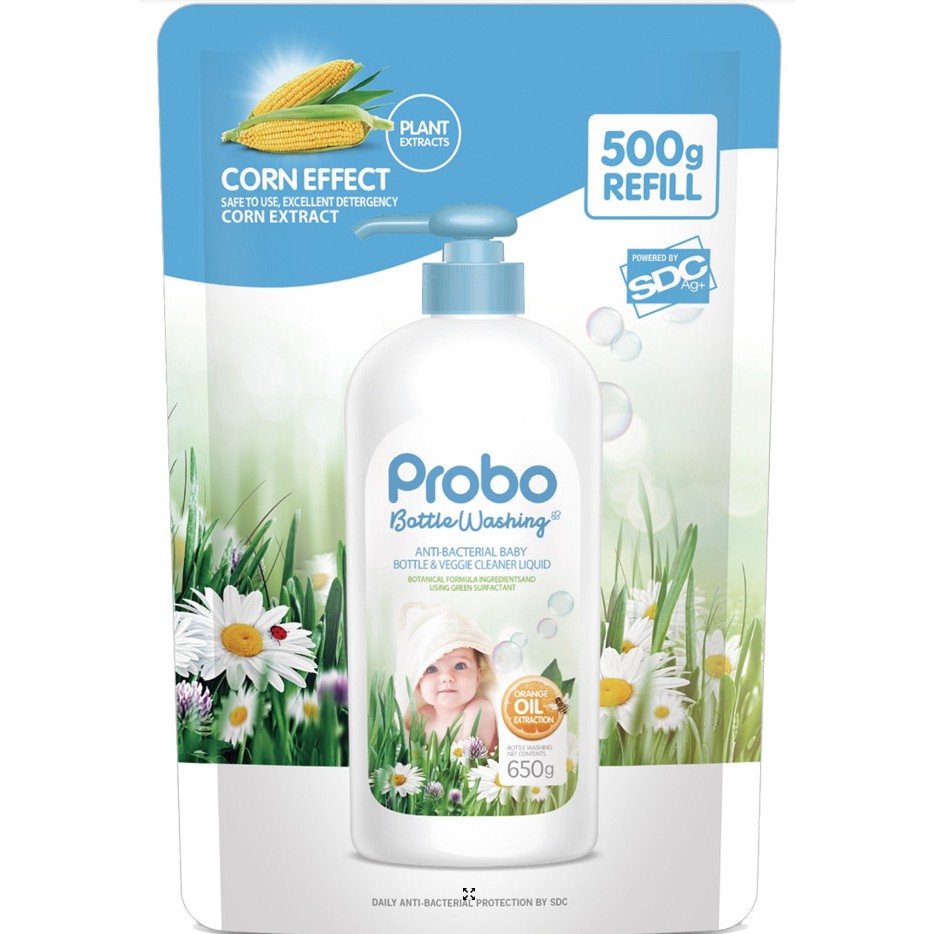 HÀNG NHẬP KHẨU -PROBO - Nước rửa bình sữa và rau quả kháng khuẩn 500g - Xuất Xứ Đài Loan - Dạng Túi